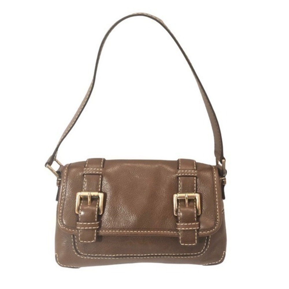 Michael kors vintage y2k brown leather buckle messenger bag